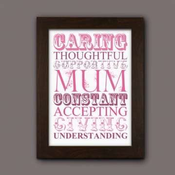 Words for Mum Print with Personalised Frame