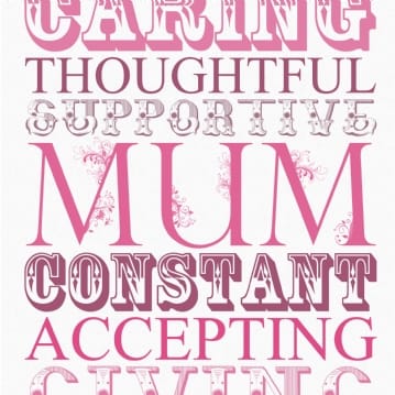 Words for Mum Print with Personalised Frame