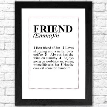 Personalised Friend Dictionary Print