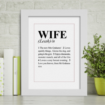 Personalised Wife Definition Poster