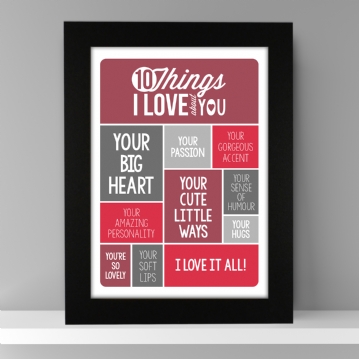 Personalised 10 Things I Love About You Poster