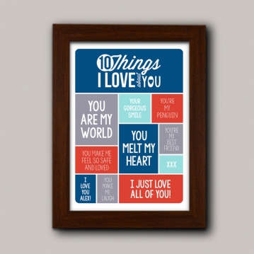 Personalised 10 Things I Love About You Poster