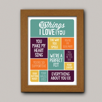 Personalised 10 Things I Love About You Poster