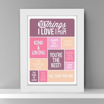 Personalised 10 Things I Love About My Mum Poster