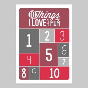 Personalised 10 Things I Love About My Mum Poster