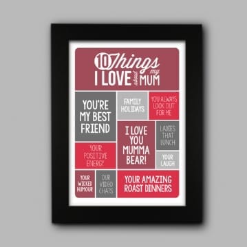 Personalised 10 Things I Love About My Mum Poster