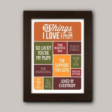Personalised 10 Things I Love About My Mum Poster