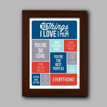 Personalised 10 Things I Love About My Mum Poster