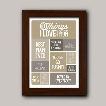 Personalised 10 Things I Love About My Mum Poster