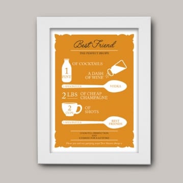 Personalised Best Friend Recipe Poster
