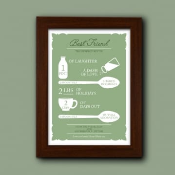 Personalised Best Friend Recipe Poster