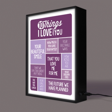 Personalised 10 Things I Love About You Light Box