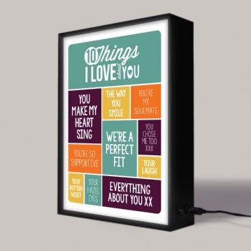 Personalised 10 Things I Love About You Light Box