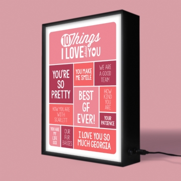 Personalised 10 Things I Love About You Light Box