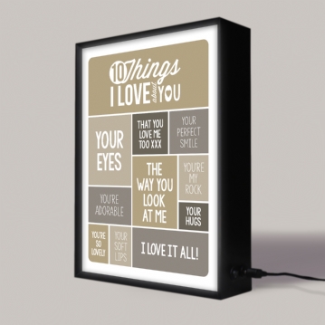 Personalised 10 Things I Love About You Light Box