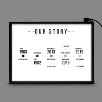 Personalised Light Box - Our Story Timeline