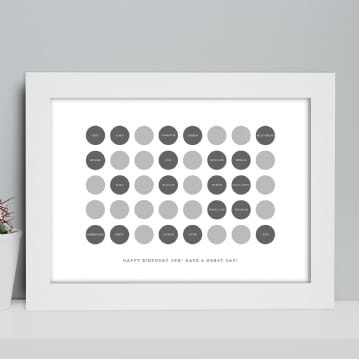 Personalised 40th Birthday Circles Print