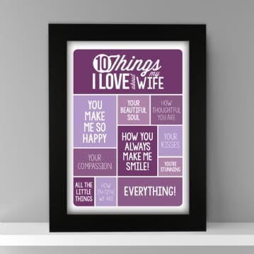 Personalised 10 Things I Love About My Wife Poster