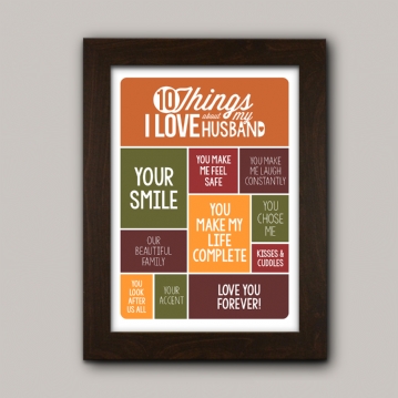 Personalised 10 Things I Love About My Husband Poster FMAG