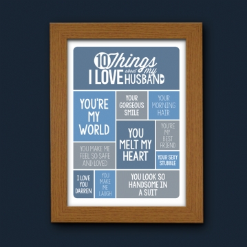 Personalised 10 Things I Love About my Husband Poster