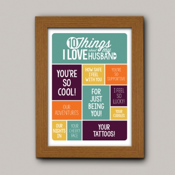 Personalised 10 Things I Love About my Husband Poster