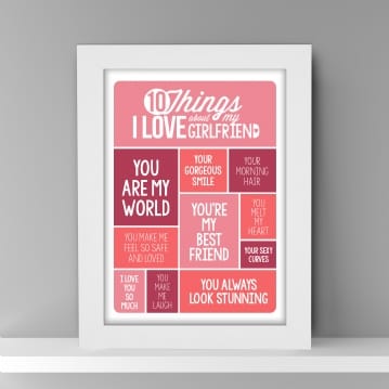 Personalised 10 Things I Love About my Girlfriend Poster