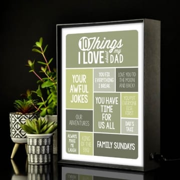 Personalised 10 Things I Love About Dad Light Box
