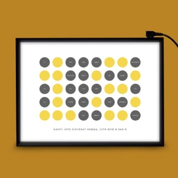 Personalised 18th Birthday Circles Light Box