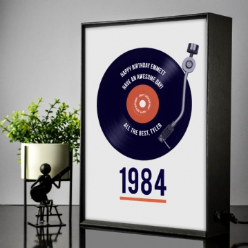 Personalised 40th Birthday Retro Record Light Box