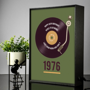 Personalised 50th Birthday Retro Record Light Box