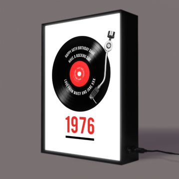 Personalised 50th Birthday Retro Record Light Box