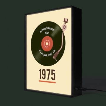 Personalised 50th Birthday Retro Record Light Box