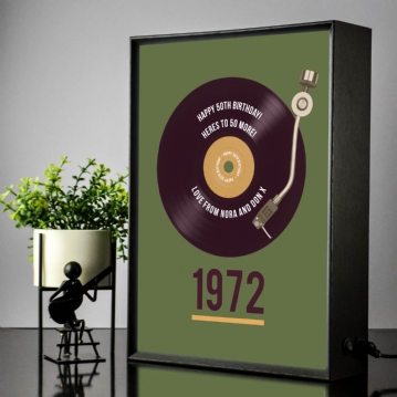 Personalised 50th Birthday Retro Record Light Box