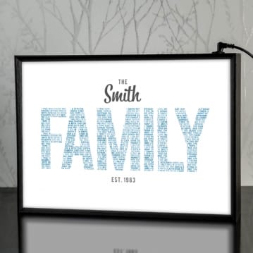 Personalised Family Name Lightbox