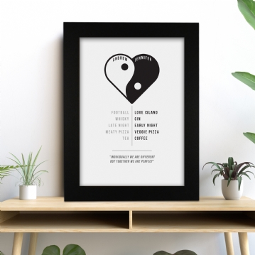 Personalised Yin & Yang Heart Print