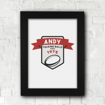 Personalised "Talking Balls" Rugby Year Print
