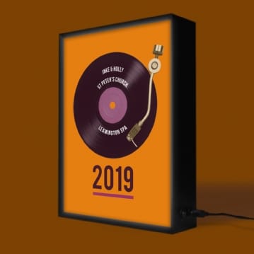 Personalised Retro Record Year Light Box