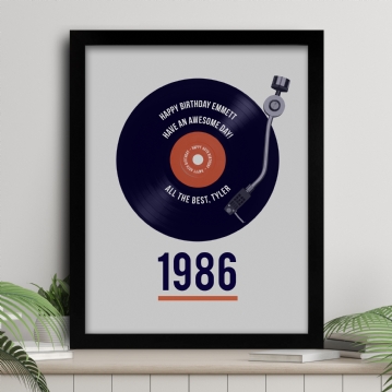 Personalised 40th Birthday Retro Record Print