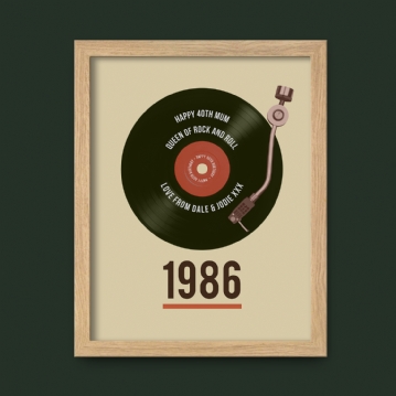 Personalised 40th Birthday Retro Record Print
