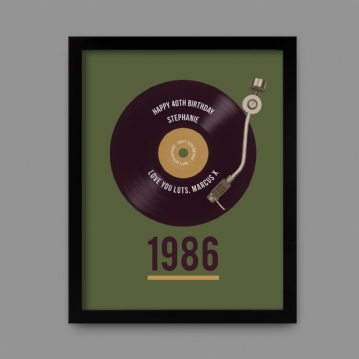 Personalised 40th Birthday Retro Record Print