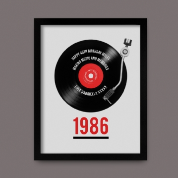 Personalised 40th Birthday Retro Record Print