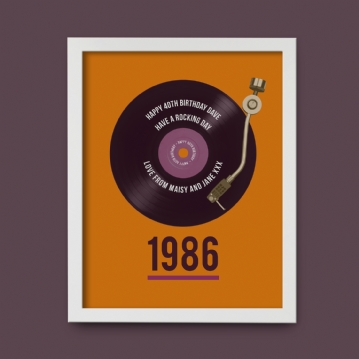 Personalised 40th Birthday Retro Record Print