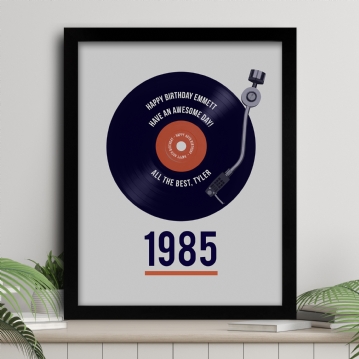 Personalised 40th Birthday Retro Record Print