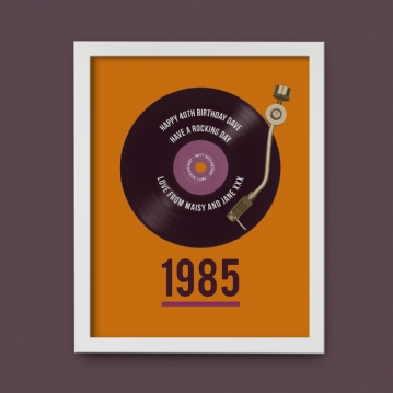 Personalised 40th Birthday Retro Record Print
