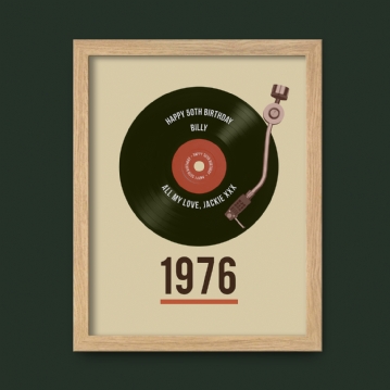 Personalised 50th Birthday Retro Record Print