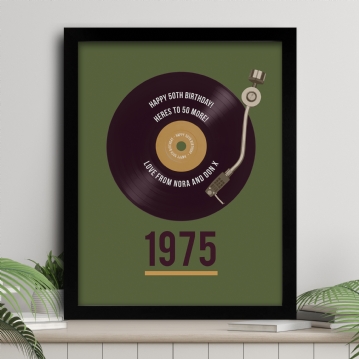 Personalised 50th Birthday Retro Record Print