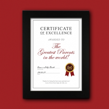 Personalised Certificate of Excellence Prints