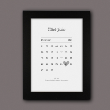 Personalised New Baby Birth Date Prints
