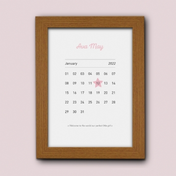 Personalised New Baby Birth Date Prints