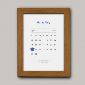 Personalised New Baby Birth Date Prints